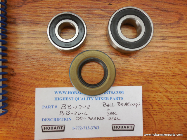 HOBART A-200 AGITATOR SHAFT SET OF BALL BEARINGS AND OIL SEAL, OLD PARTS NUMBER, BB-17-21 BB-20-6 00